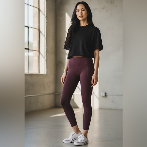 Yogalicious Pants - Yogalicious Deep Plum Leggings Sz Xs 12” waist 23” inseam poly spandex